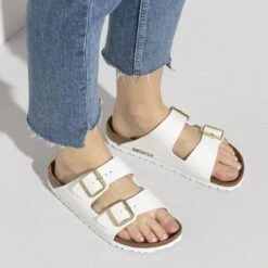 Birkenstock Arizona Birko-Flor Patent Patent White -Birkenstock Sale Store 1005294 f closeup f