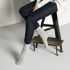 Birkenstock Cotton Slub Women Cotton-Polyamide-Elastane Gray/White -Birkenstock Sale Store 1008032 f closeup f