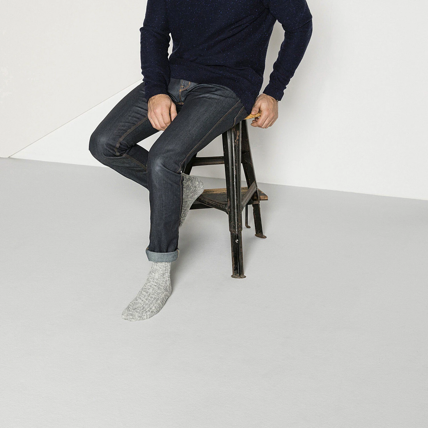 Birkenstock Cotton Slub Men Cotton-Polyamide-Elastane Gray/White 3 Birkenstock Cotton Slub Men Cotton-Polyamide-Elastane Gray/White - Image 3