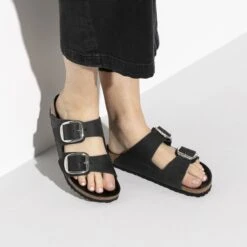 Birkenstock Arizona Big Buckle Oiled Leather Black -Birkenstock Sale Store 1011075 f closeup f