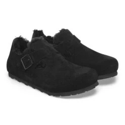 Birkenstock London Shearling Suede Leather Black -Birkenstock Sale Store 1014960 pair