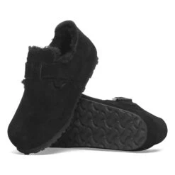 Birkenstock London Shearling Suede Leather Black -Birkenstock Sale Store 1014960 sole