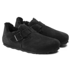 Birkenstock London Shearling Suede Leather Black -Birkenstock Sale Store 1014961 pair