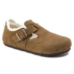 Birkenstock London Shearling Suede Leather Dark Tea