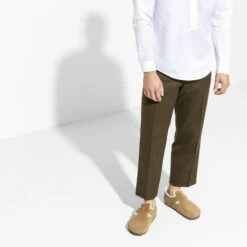 Birkenstock London Shearling Suede Leather Dark Tea -Birkenstock Sale Store 1014963 f look m