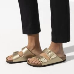 Birkenstock Arizona Birko-Flor Gold 15 Birkenstock Arizona Birko-Flor Gold -Birkenstock Sale Store 1016111 f closeup f