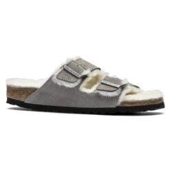 Birkenstock Arizona Shearling Suede Leather Stone Coin -Birkenstock Sale Store 1017403 side