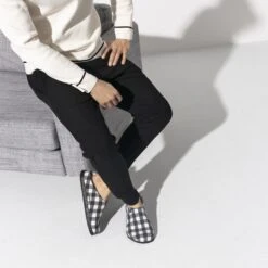 Birkenstock Zermatt Shearling Wool Felt Plaid White -Birkenstock Sale Store 1017543 f look m