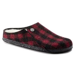 Birkenstock Zermatt Shearling Wool Felt Plaid Red