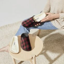 Birkenstock Zermatt Shearling Wool Felt Plaid Red -Birkenstock Sale Store 1017544 detail 8