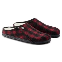 Birkenstock Zermatt Shearling Wool Felt Plaid Red -Birkenstock Sale Store 1017544 pair