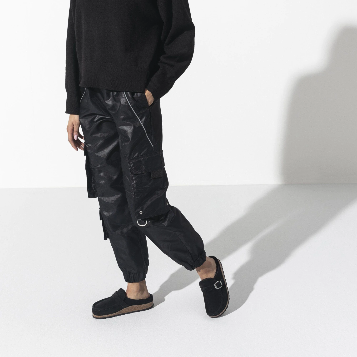 Birkenstock Buckley Shearling Suede Leather Black 9 Birkenstock Buckley Shearling Suede Leather Black - Image 9