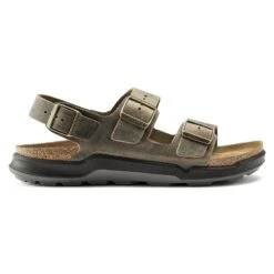 Birkenstock Milano Crosstown Men Oiled Leather Faded Khaki -Birkenstock Sale Store 1018427 side