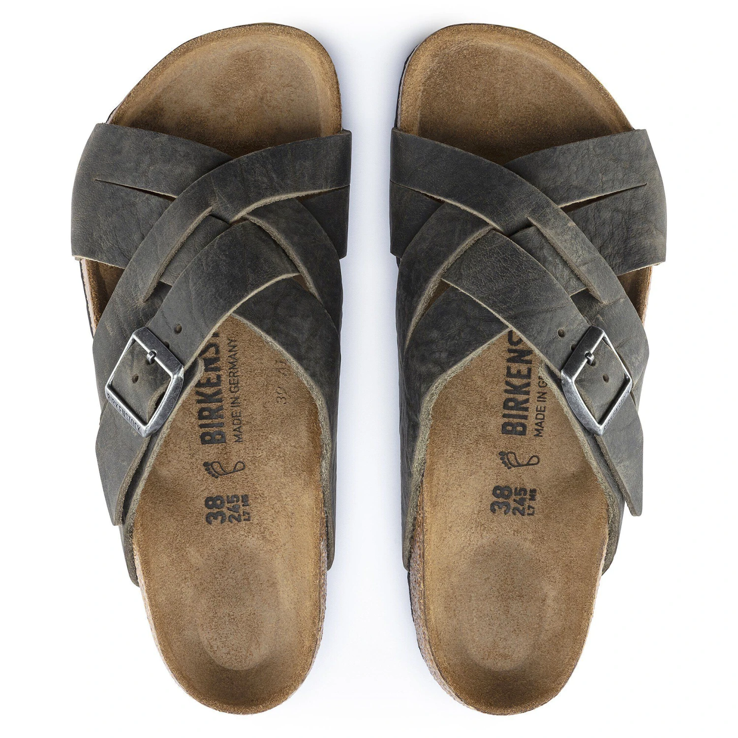 Birkenstock Lugano Oiled Leather Faded Khaki 2 Birkenstock Lugano Oiled Leather Faded Khaki - Image 2