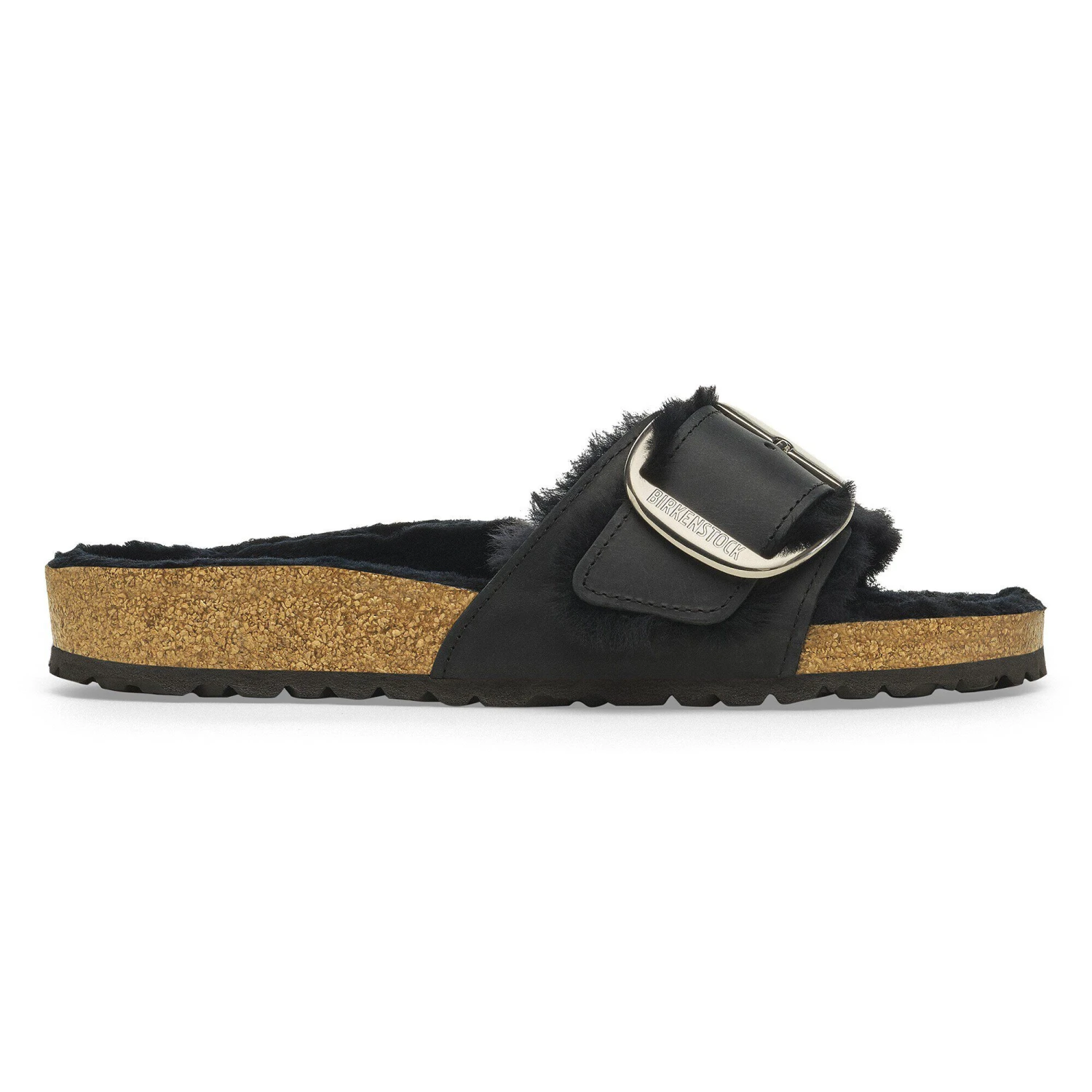 Birkenstock Madrid Big Buckle Shearling Oiled Leather Black 6 Birkenstock Madrid Big Buckle Shearling Oiled Leather Black - Image 6