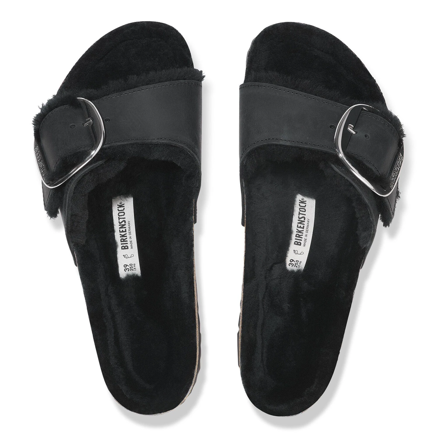 Birkenstock Madrid Big Buckle Shearling Oiled Leather Black 4 Birkenstock Madrid Big Buckle Shearling Oiled Leather Black - Image 4
