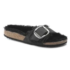 Birkenstock Madrid Big Buckle Shearling Oiled Leather Black