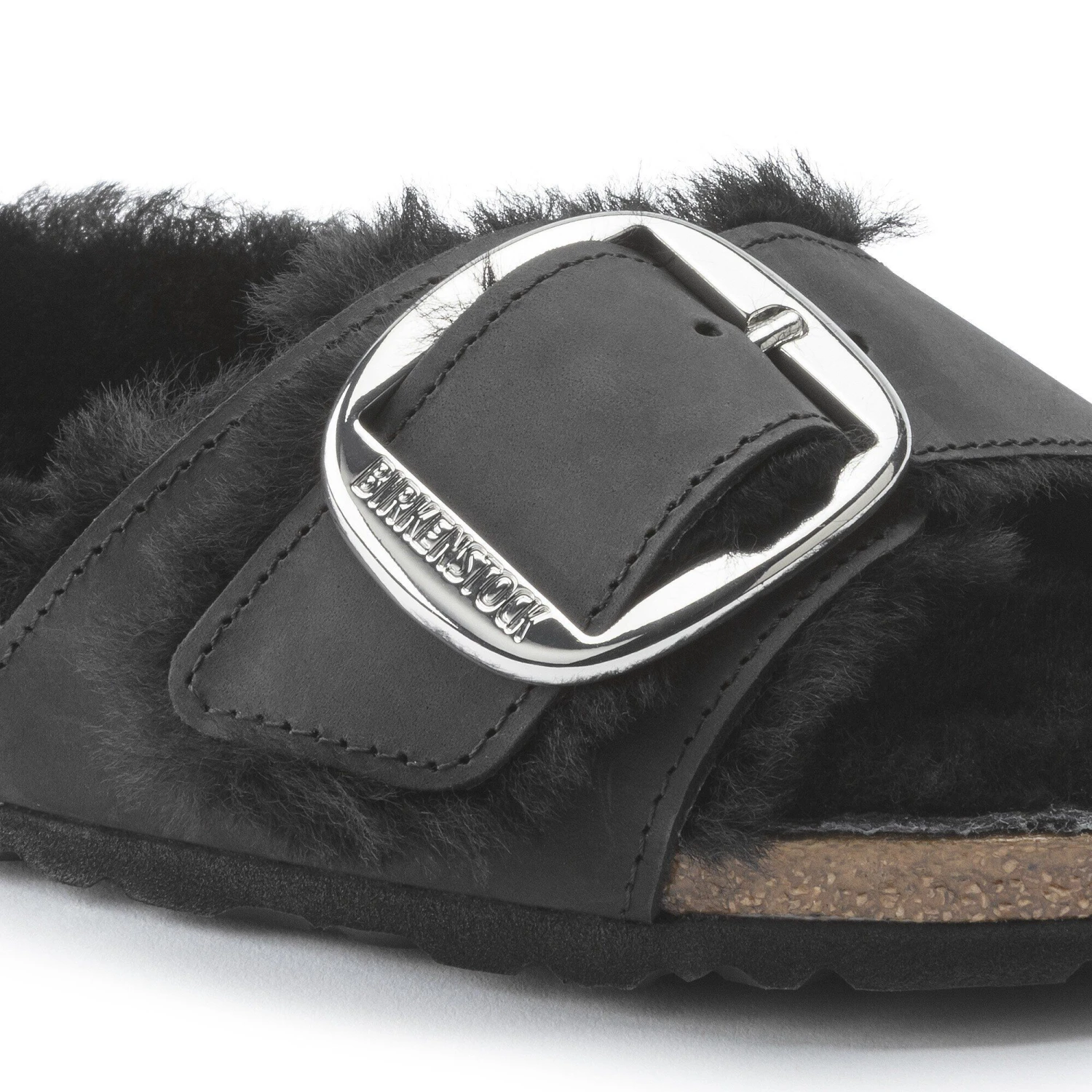Birkenstock Madrid Big Buckle Shearling Oiled Leather Black 7 Birkenstock Madrid Big Buckle Shearling Oiled Leather Black - Image 7