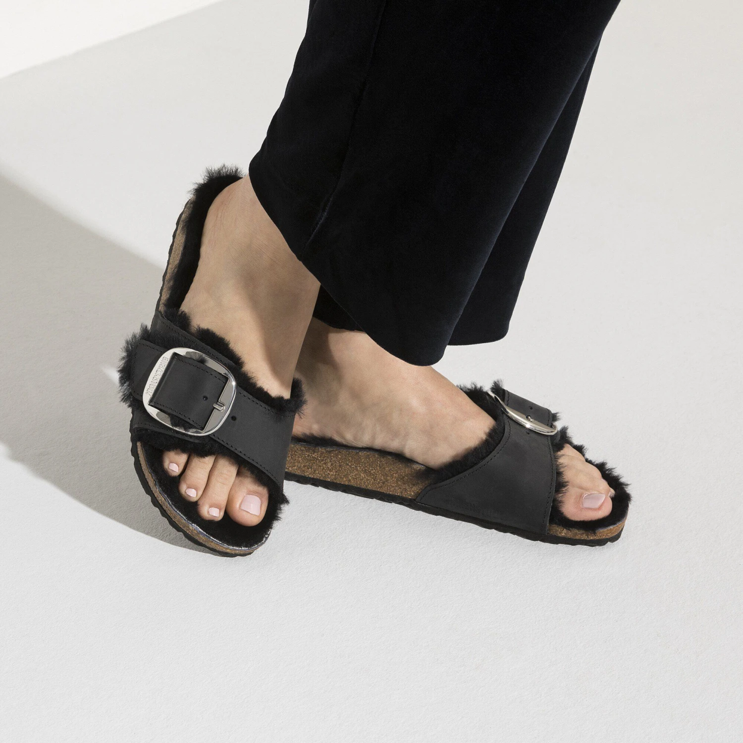 Birkenstock Madrid Big Buckle Shearling Oiled Leather Black 9 Birkenstock Madrid Big Buckle Shearling Oiled Leather Black - Image 9