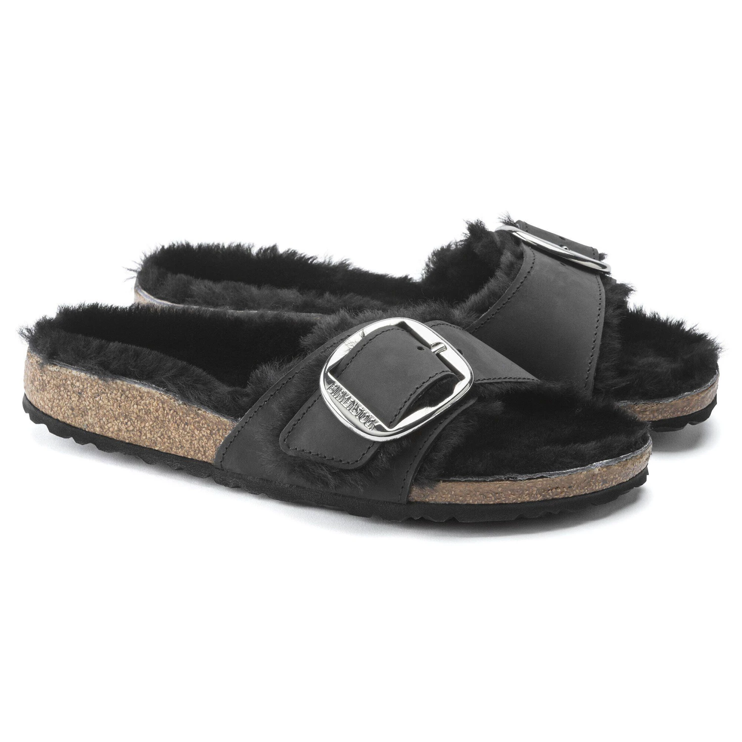 Birkenstock Madrid Big Buckle Shearling Oiled Leather Black 8 Birkenstock Madrid Big Buckle Shearling Oiled Leather Black - Image 8