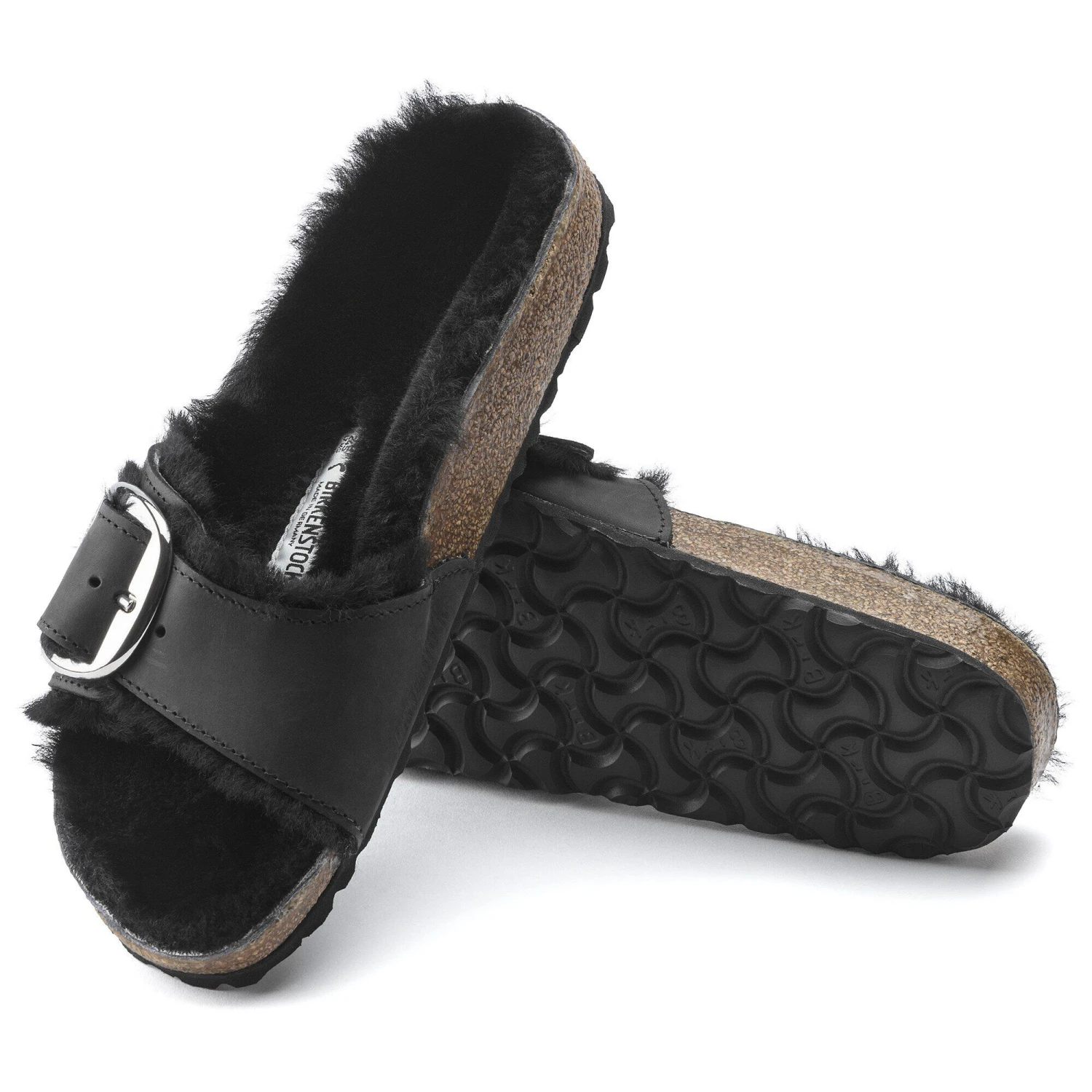Birkenstock Madrid Big Buckle Shearling Oiled Leather Black 11 Birkenstock Madrid Big Buckle Shearling Oiled Leather Black - Image 11