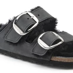 Birkenstock Arizona Big Buckle Shearling Oiled Leather Black -Birkenstock Sale Store 1020138 detail 1