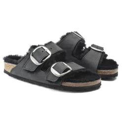 Birkenstock Arizona Big Buckle Shearling Oiled Leather Black -Birkenstock Sale Store 1020138 pair