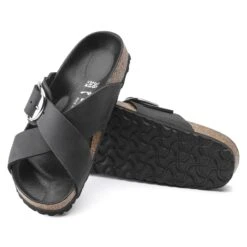 Birkenstock Siena Big Buckle Oiled Leather Black -Birkenstock Sale Store 1020156 sole