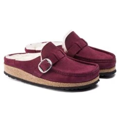 Birkenstock Buckley Shearling Suede Leather Maroon 9 Birkenstock Buckley Shearling Suede Leather Maroon -Birkenstock Sale Store 1020657 pair