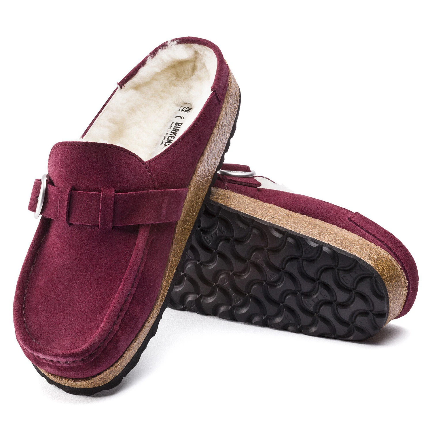 Birkenstock Buckley Shearling Suede Leather Maroon 6 Birkenstock Buckley Shearling Suede Leather Maroon - Image 6