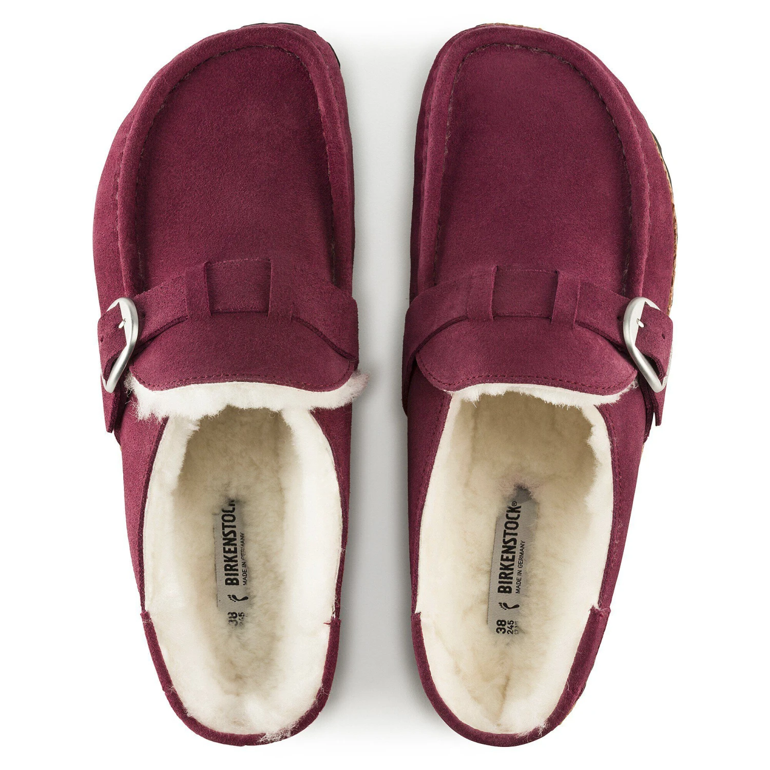Birkenstock Buckley Shearling Suede Leather Maroon 2 Birkenstock Buckley Shearling Suede Leather Maroon - Image 2