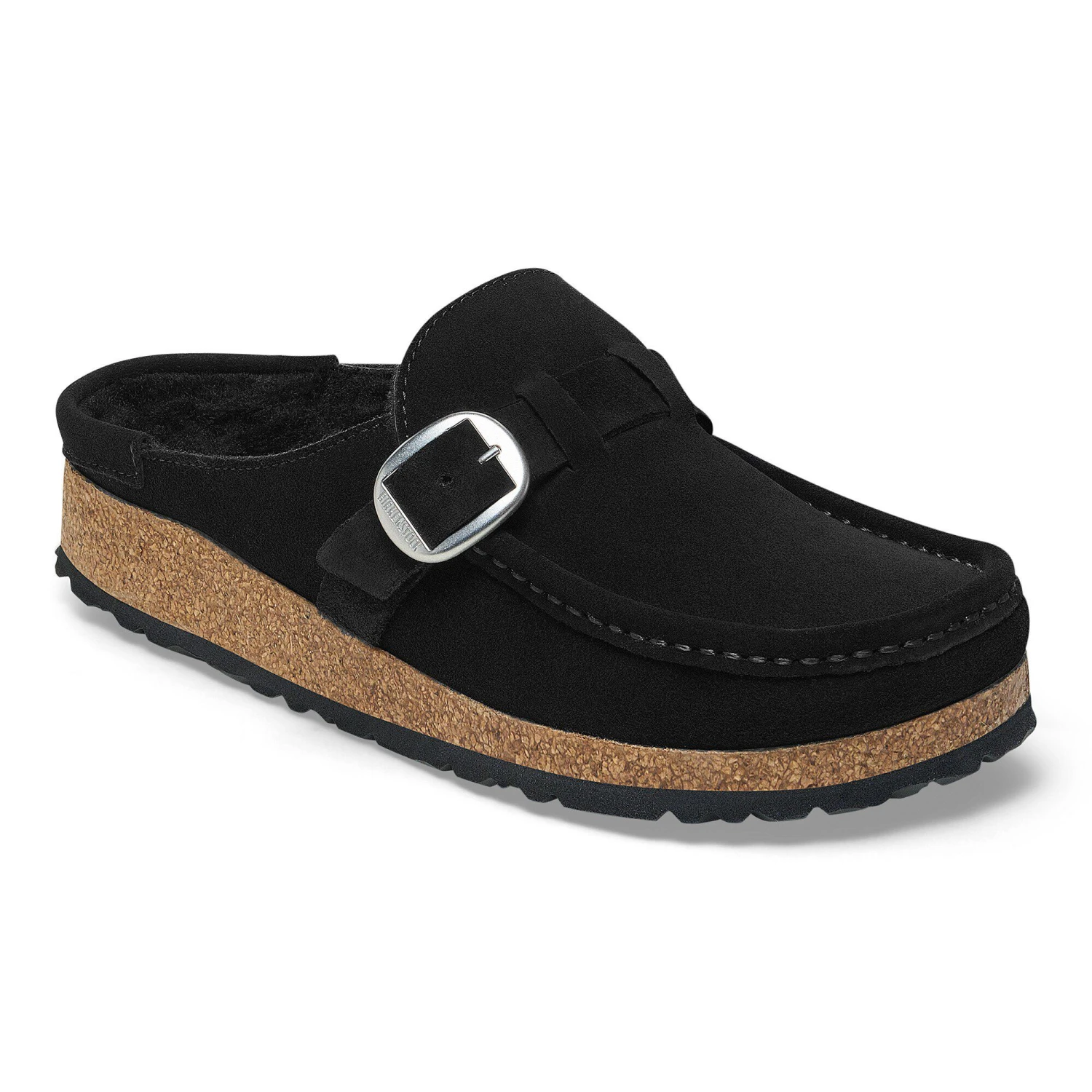 Birkenstock Buckley Shearling Suede Leather Black 2 Birkenstock Buckley Shearling Suede Leather Black - Image 2