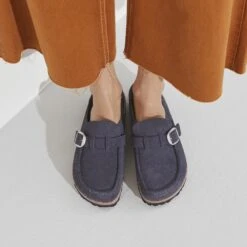 Birkenstock Buckley Suede Leather Navy -Birkenstock Sale Store 1021078 f closeup f