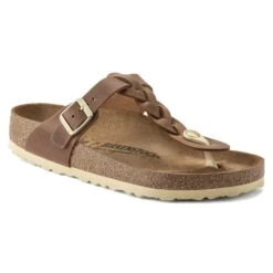Birkenstock Gizeh Braided Oiled Leather Cognac
