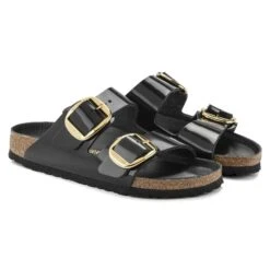 Birkenstock Arizona Big Buckle Natural Leather Patent High Shine Black -Birkenstock Sale Store 1021476 pair