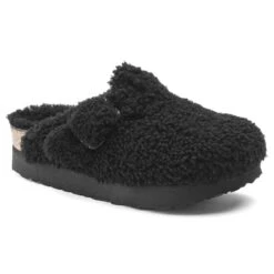 Boston Big Buckle Flex Platform Shearling Teddy Black