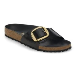 Birkenstock Madrid Big Buckle Natural Leather Patent High Shine Black