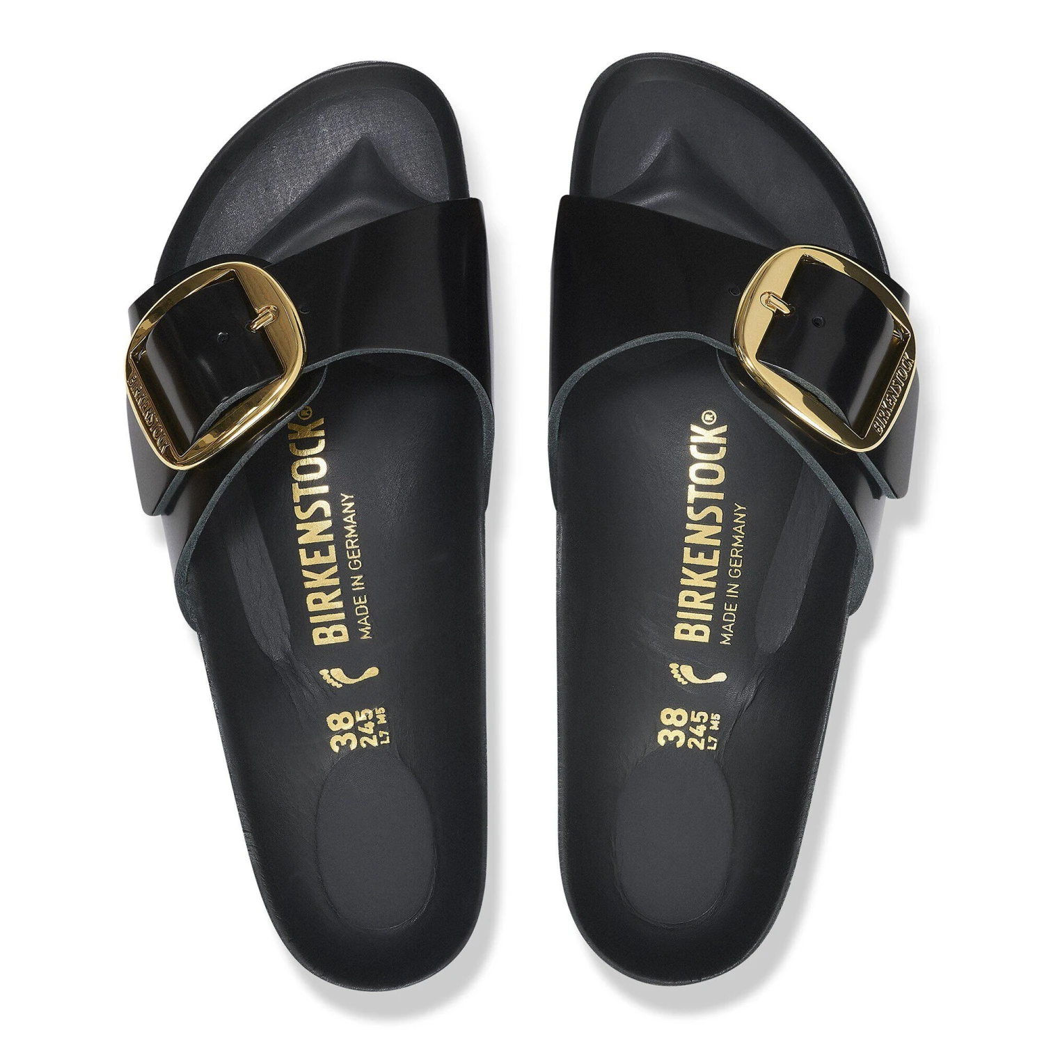 Birkenstock Madrid Big Buckle Natural Leather Patent High Shine Black 2 Birkenstock Madrid Big Buckle Natural Leather Patent High Shine Black - Image 2