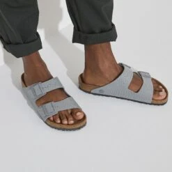 Birkenstock Arizona Vegan Men Textile Stone Coin -Birkenstock Sale Store 1023015 f closeup m