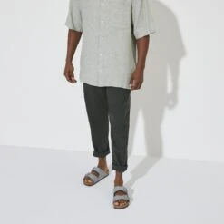 Birkenstock Arizona Vegan Men Textile Stone Coin -Birkenstock Sale Store 1023015 f look m