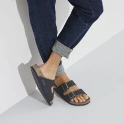 Birkenstock Arizona Vegan Synthetics Desert Dust Indigo Blue 12 Birkenstock Arizona Vegan Synthetics Desert Dust Indigo Blue -Birkenstock Sale Store 1023116 f closeup m