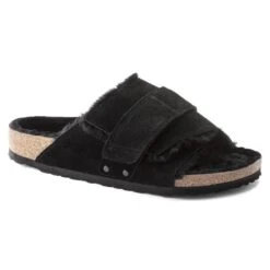 Birkenstock Kyoto Shearling Suede Leather Black