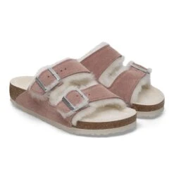 Birkenstock Arizona Shearling Suede Leather Pink Clay -Birkenstock Sale Store 1023254 pair