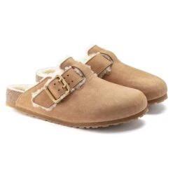 Birkenstock Boston Bold Shearling Nubuck Leather Cognac -Birkenstock Sale Store 1023307 pair