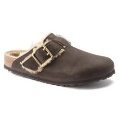 Birkenstock Boston Bold Shearling Nubuck Leather Espresso