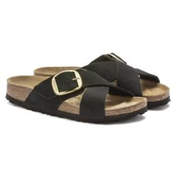 Birkenstock Siena Big Buckle Nubuck Leather Black -Birkenstock Sale Store 1023376 pair