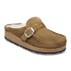 Birkenstock Buckley Shearling Suede Leather Dark Tea