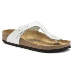 Birkenstock Gizeh Natural Leather Patent Patent White