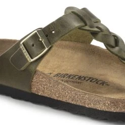 Birkenstock Gizeh Braided Oiled Leather Olive Green -Birkenstock Sale Store 1023969 detail 1