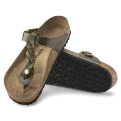 Birkenstock Gizeh Braided Oiled Leather Olive Green -Birkenstock Sale Store 1023969 sole